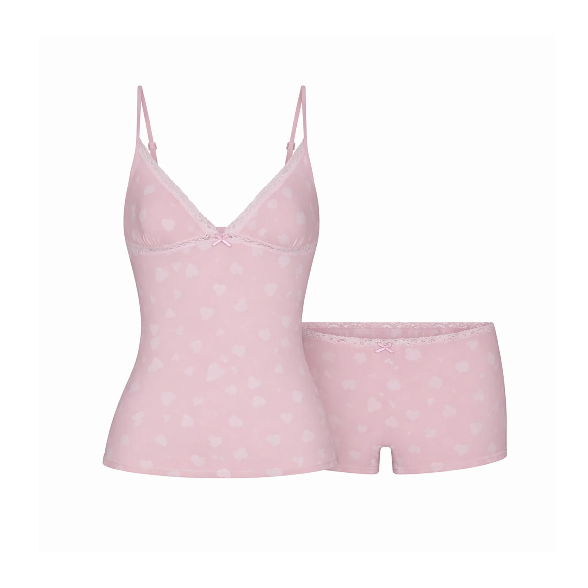 LIGHTWEIGHT COTTON LACE CAMI AND BOY SHORT SET | HALITE CLUSTERED HEARTS | SKIMS | SKIMS (US)