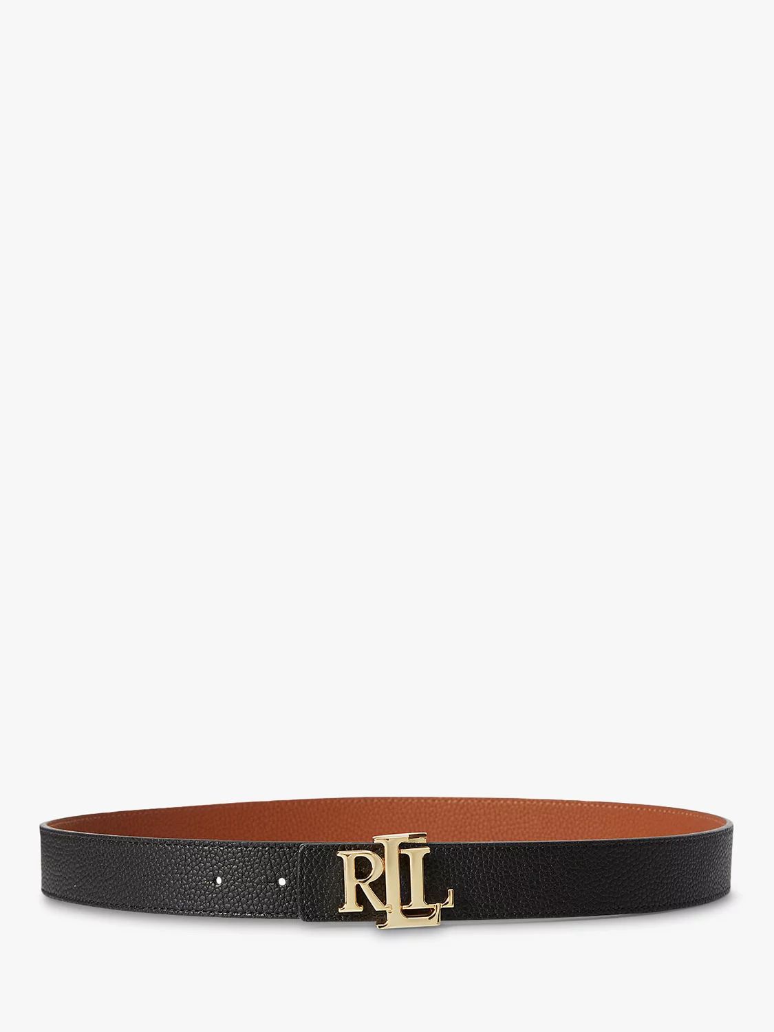 Ralph Lauren Casual Leather Dress Belt, Black/Tan | John Lewis (UK)