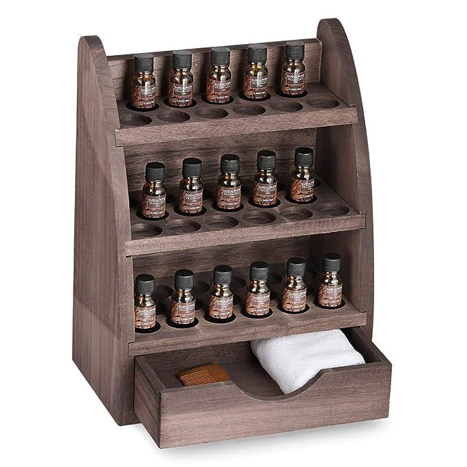 LIANTRAL Essential Oils Storage Rack, Wooden Nail Polish Display Holder Organizer- 45 Slots for 1... | Amazon (US)