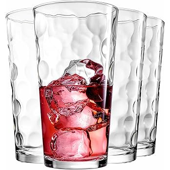 Home Essentials & Beyond Drinking Glasses Set of 4 Highball Glass Cups Bar Glasses, Uses for Juic... | Amazon (US)
