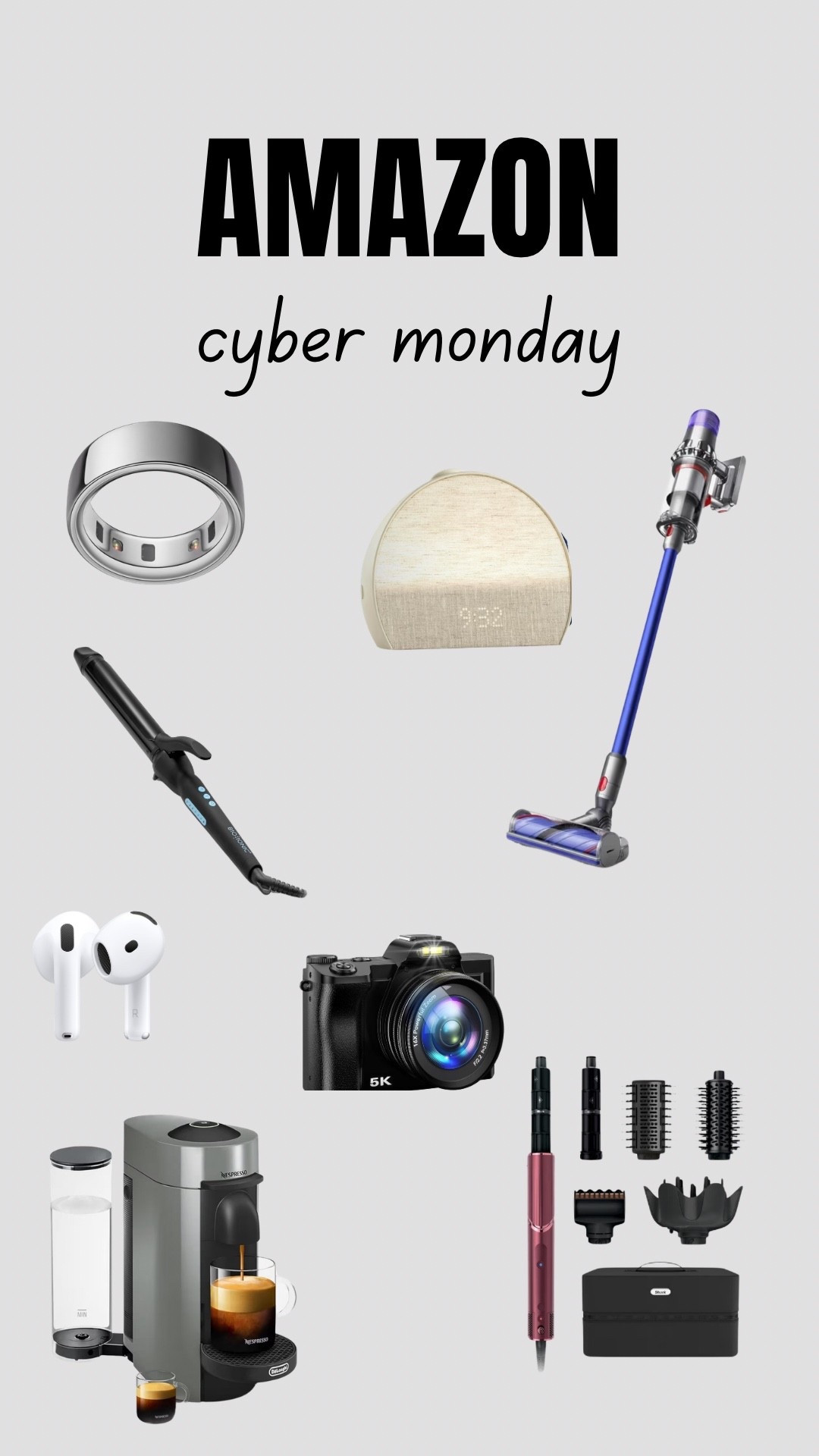 Amazon cyber Monday deals. I love my oura ring, Dyson, Nespresso, hatch and bio iconic curling iron. All great deals!! 

#LTKGiftGuide #LTKHoliday #LTKCyberWeek