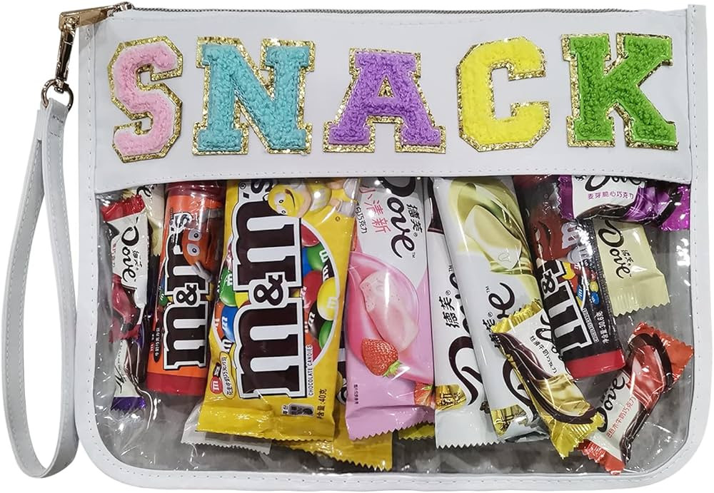 Chenille Letter Clear Bag Zipper Pouch Flat Preppy Makeup Bag Nylon Cosmetic Bags Organizer Water... | Amazon (US)