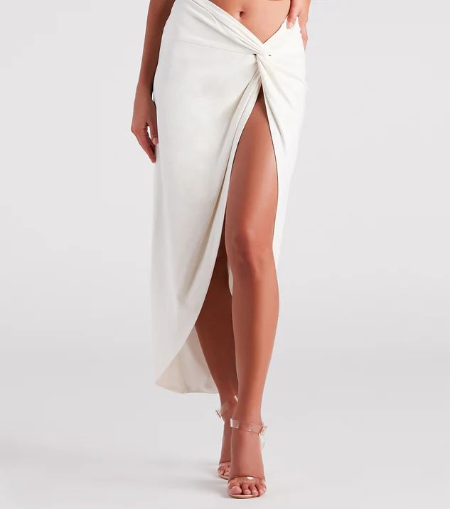 Summer Nights Linen High Slit Midi Skirt | Windsor Stores