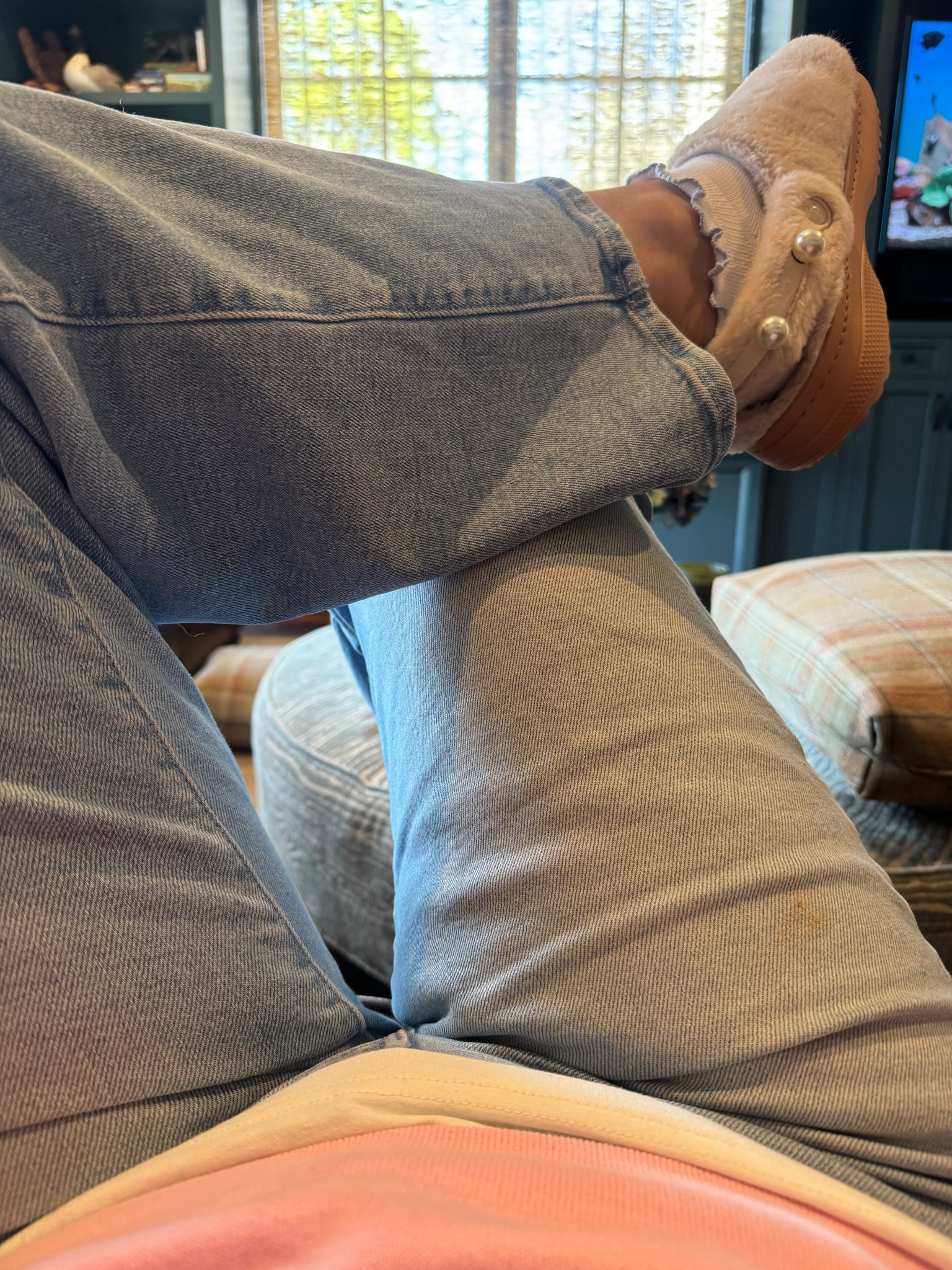 Outfit of the day. I’m sick but still looking pretty in pink! Love these fuzzy crocs and my unique way of jibbiting! Is that a word? lol!

One of my fav pair of light wash jeans and my cozy t-shirt built in sweatshirts! 

And can’t forget these crazy good ruffle socks! I’m buying another set!

#LTKOver40