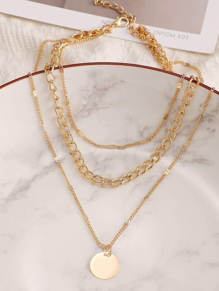 Round Charm Layered Necklace | SHEIN