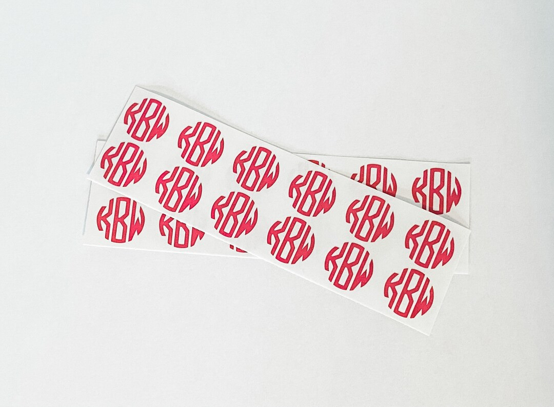 Set of 24 Small 3/4” Monogram Decals; Small Monogram Stickers, Phone Charger Decal, Car Key Mon... | Etsy (US)