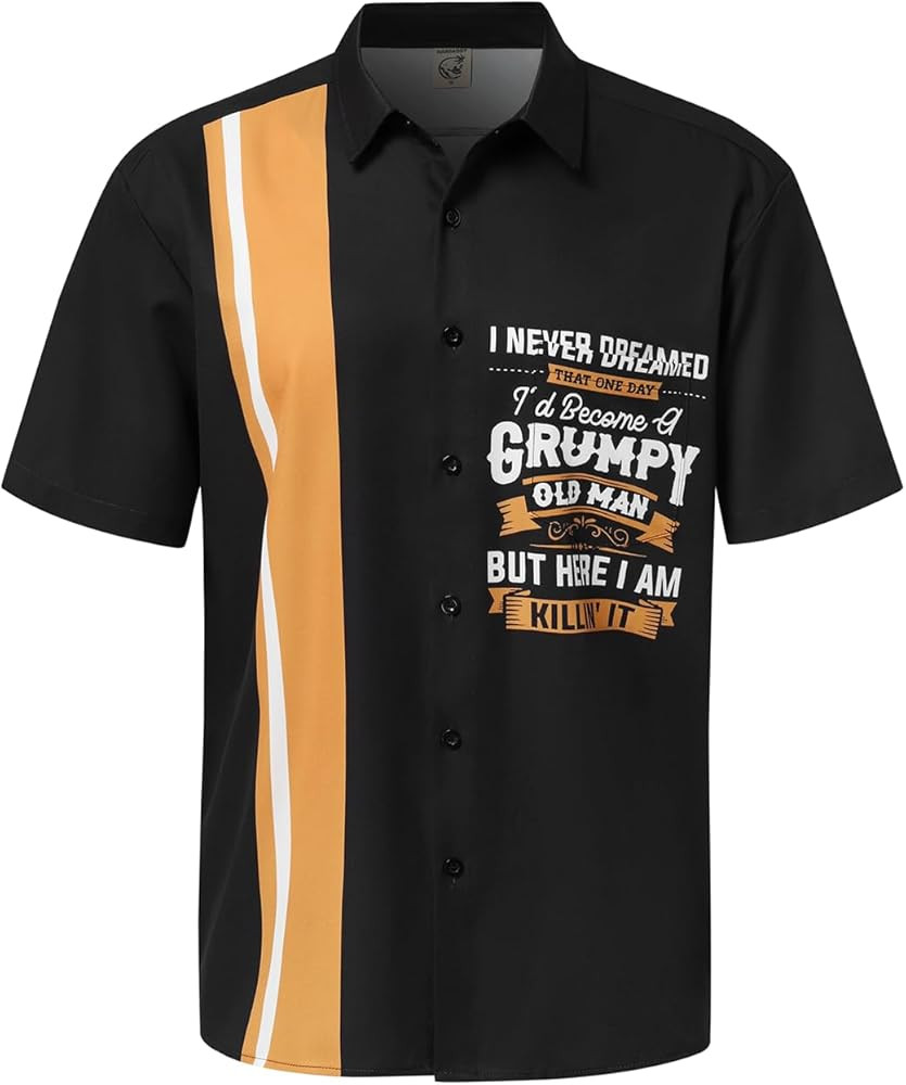 Hardaddy Men's Vintage Bowling Shirt Short Sleeve Button Down Hawaiian Summer Beach Printed Casua... | Amazon (US)