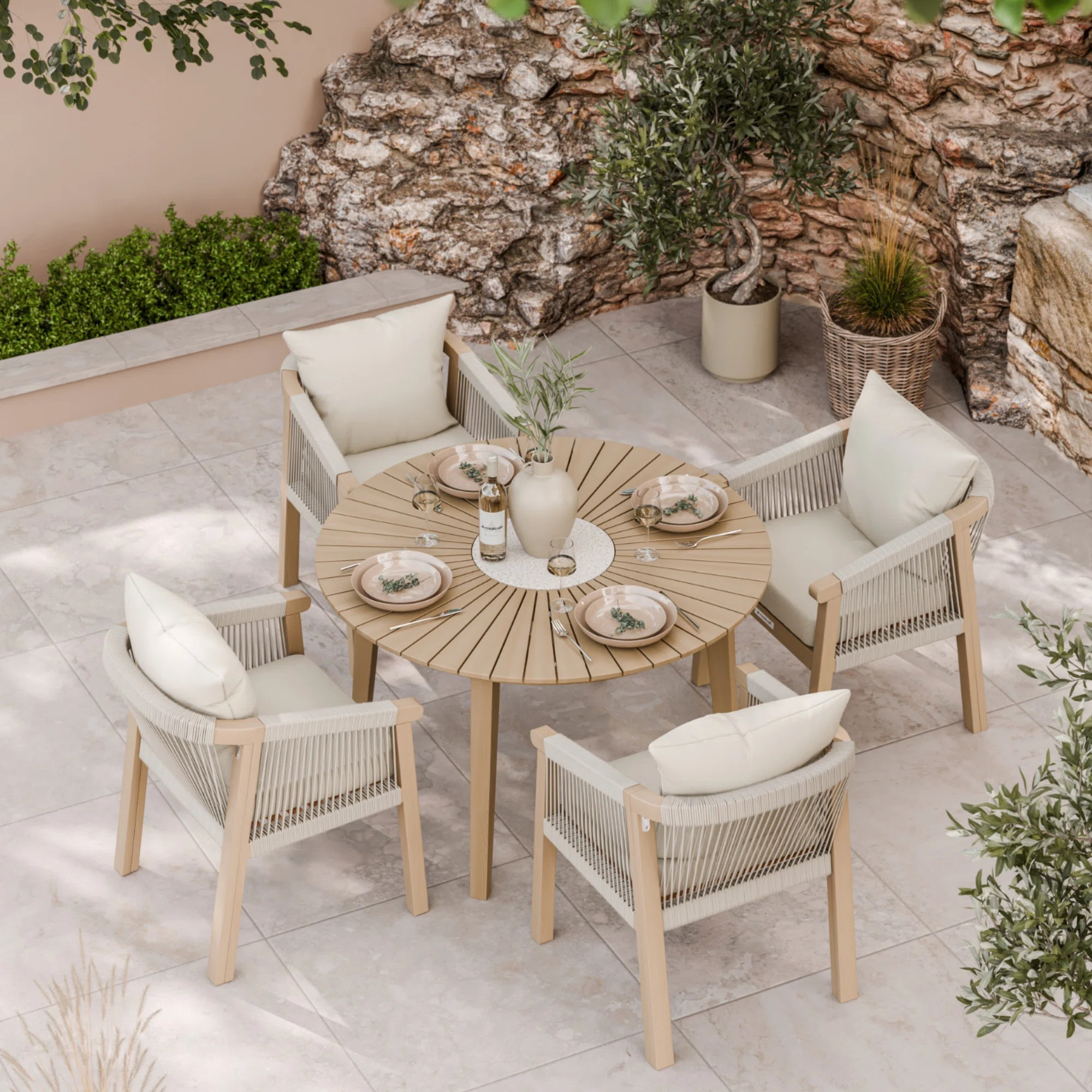 Roma 4 Seater Rope Dining Set | Wayfair UK