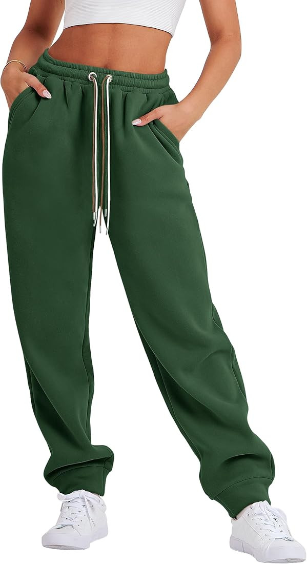 ANRABESS Women Sweatpants Baggy High Waist Fleece Athletic Jogger Pant Trousers Y2K Teen Girls | Amazon (US)
