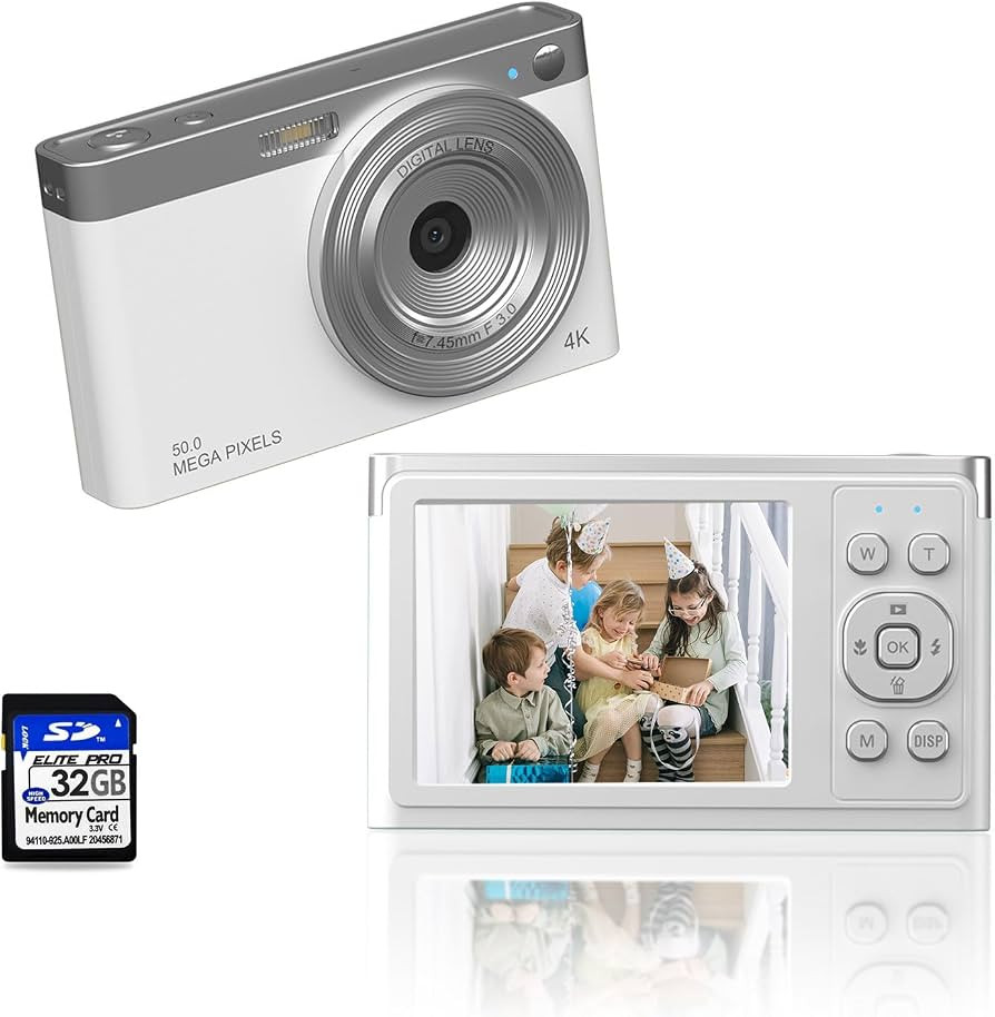 Digital Camera, Ordine 4K Kids Camera with 32GB SD Card Autofocus, 50MP Compact Video Camera 16X ... | Amazon (US)