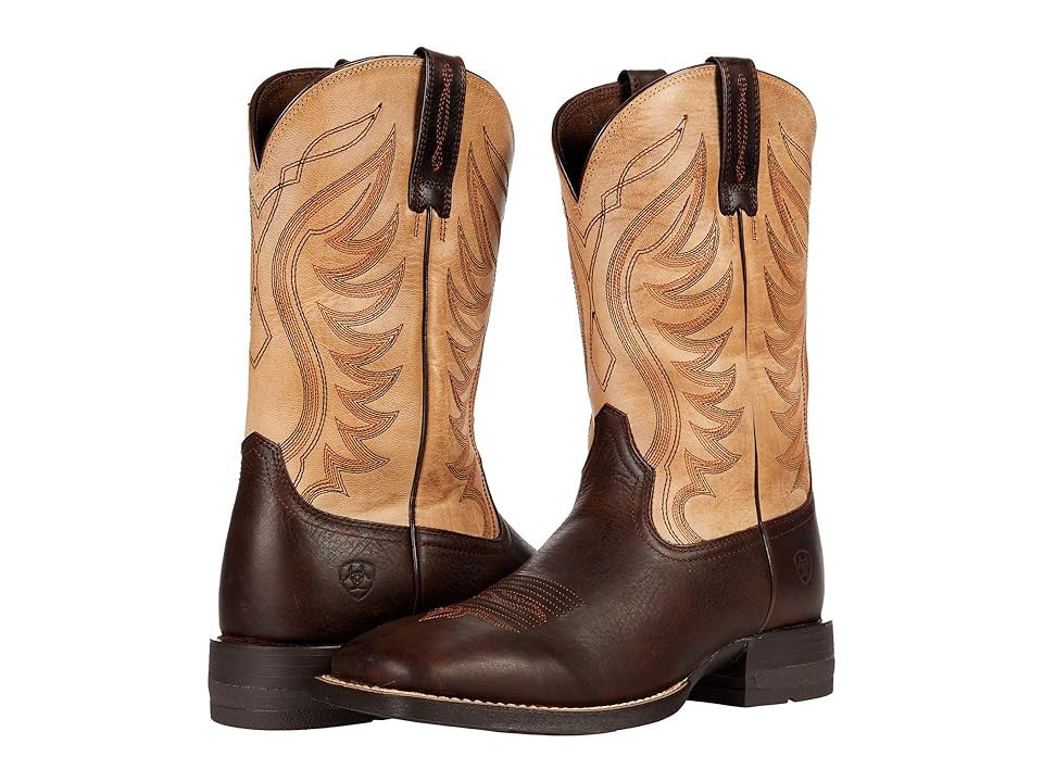 Ariat Amos Cowboy Boots Bareley Brown/Tracker Tan : 9 D - Medium, Leather | Zappos