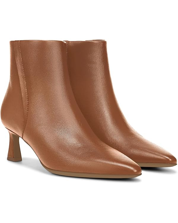 Coutgo Womens Ankle Boots Kitten Low Heel Closed Pointed Booties Side Zipper Winter Dress Shoes | Amazon (US)