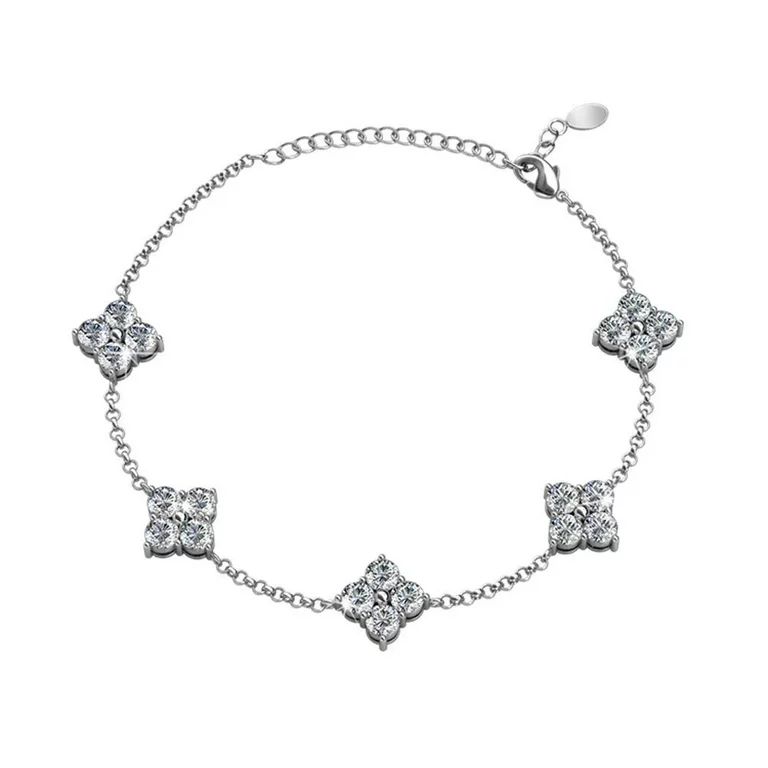 Adeline 18k White Gold Chain Bracelet with Swarovski Crystals Bracelet, Trendy Beautiful Sparkle ... | Walmart (US)