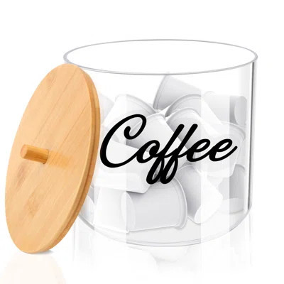 Coffee Pod Holder With Bamboo Lid, Large Capacity 80-Ounce Clear Countertop Storage For Coffee Capsules, K Cup Organizer For Keurig/Nespresso, Coffee | Wayfair North America