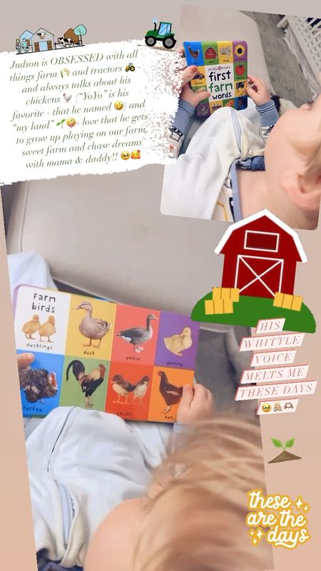Judson is OBSESSED with all things farm 🌾 and tractors 🚜 - and always talks about his chickens 🐓 (“YoYo” is his favorite - that he named 🤣) and “my land” 🌱🤪- love that he gets to grow up playing on our farm sweet farm and chase dreams with mama & daddy!! 🥹🥰