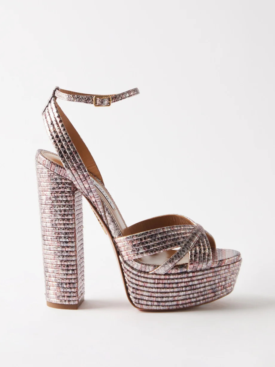 Sundance Plateau 140 metallic-leather sandals | Aquazzura | Matches (US)
