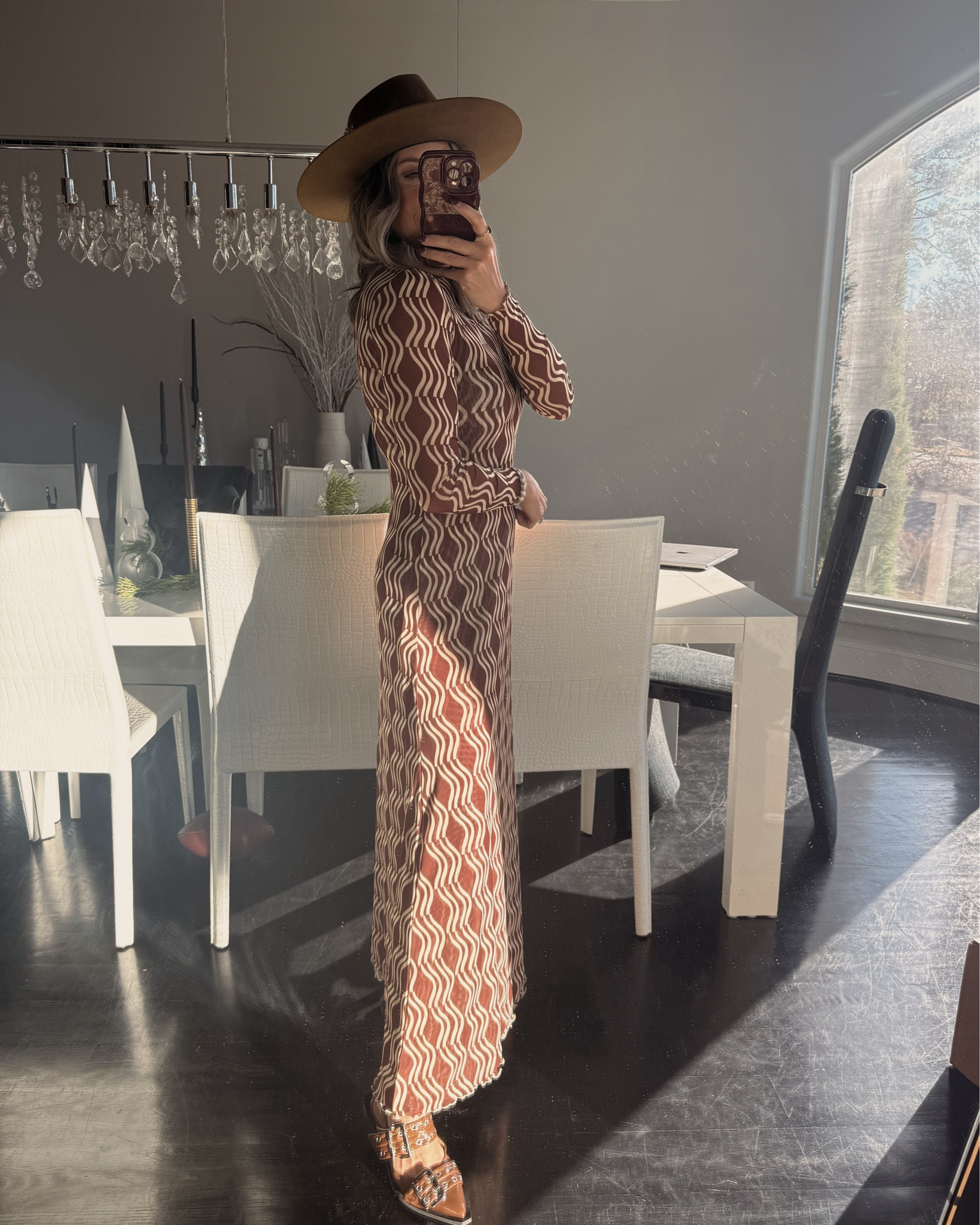 Pattern dress for kids’ holiday programs, friends Christmas, or even Christmas dinner! It’s slinky but flattering. Pair with boots or flats and a fur coat  

#LTKgrwm #LTKHoliday #LTKOver40