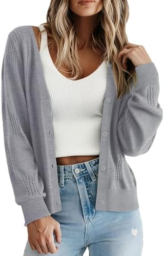 PRETTYGARDEN Cardigan Sweaters for Women Lightweight Knit Button Up V Neck Shrugs 2025 Trendy Win... | Amazon (US)