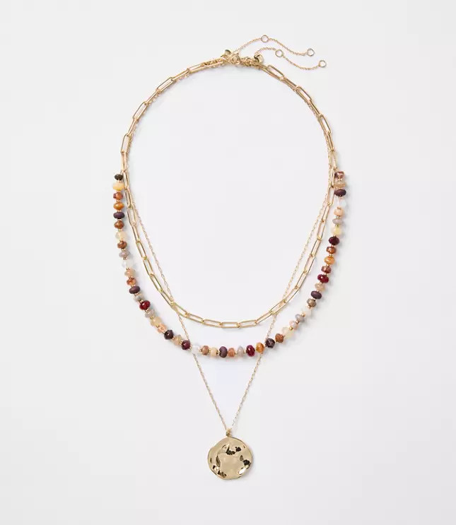 Coin Beaded Layered Necklace Set | LOFT
