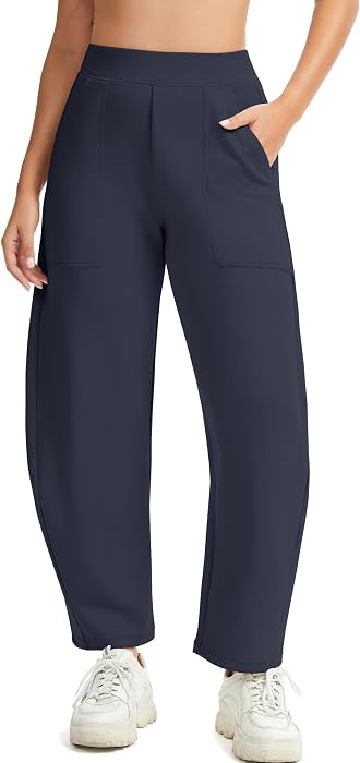 Womens Baggy Wide Leg Pants Barrel Leg Sweatpants Casual Elastic Waisted Stretch Travel Pants wit... | Amazon (US)