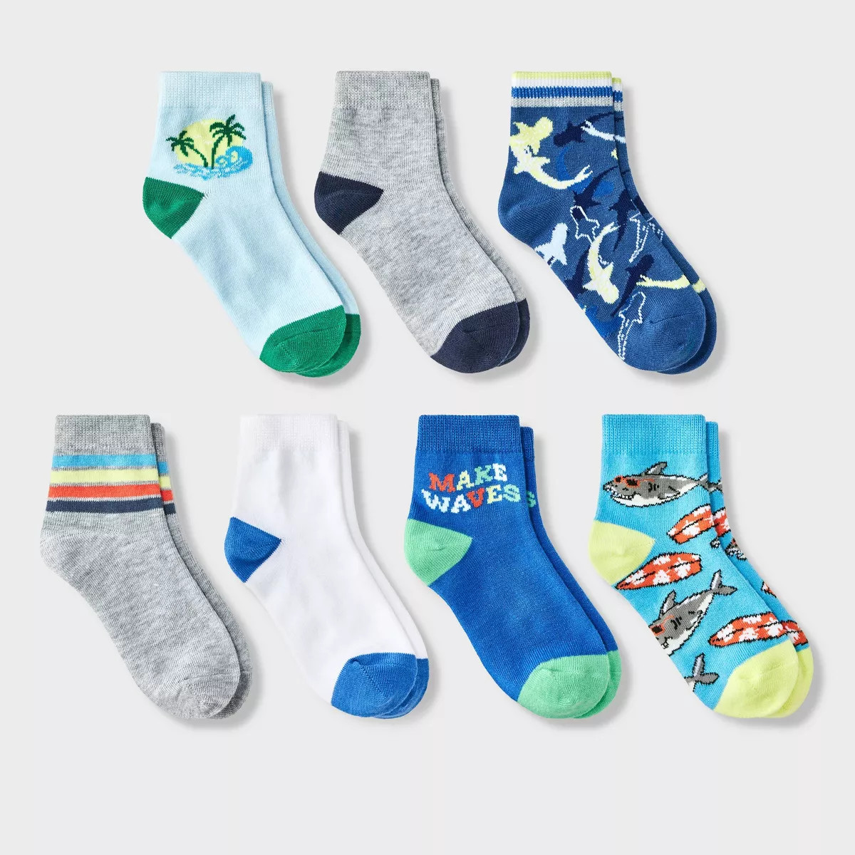 Boys' 7pk 'Shark' Ankle Socks - Cat & Jack™ Blue | Target