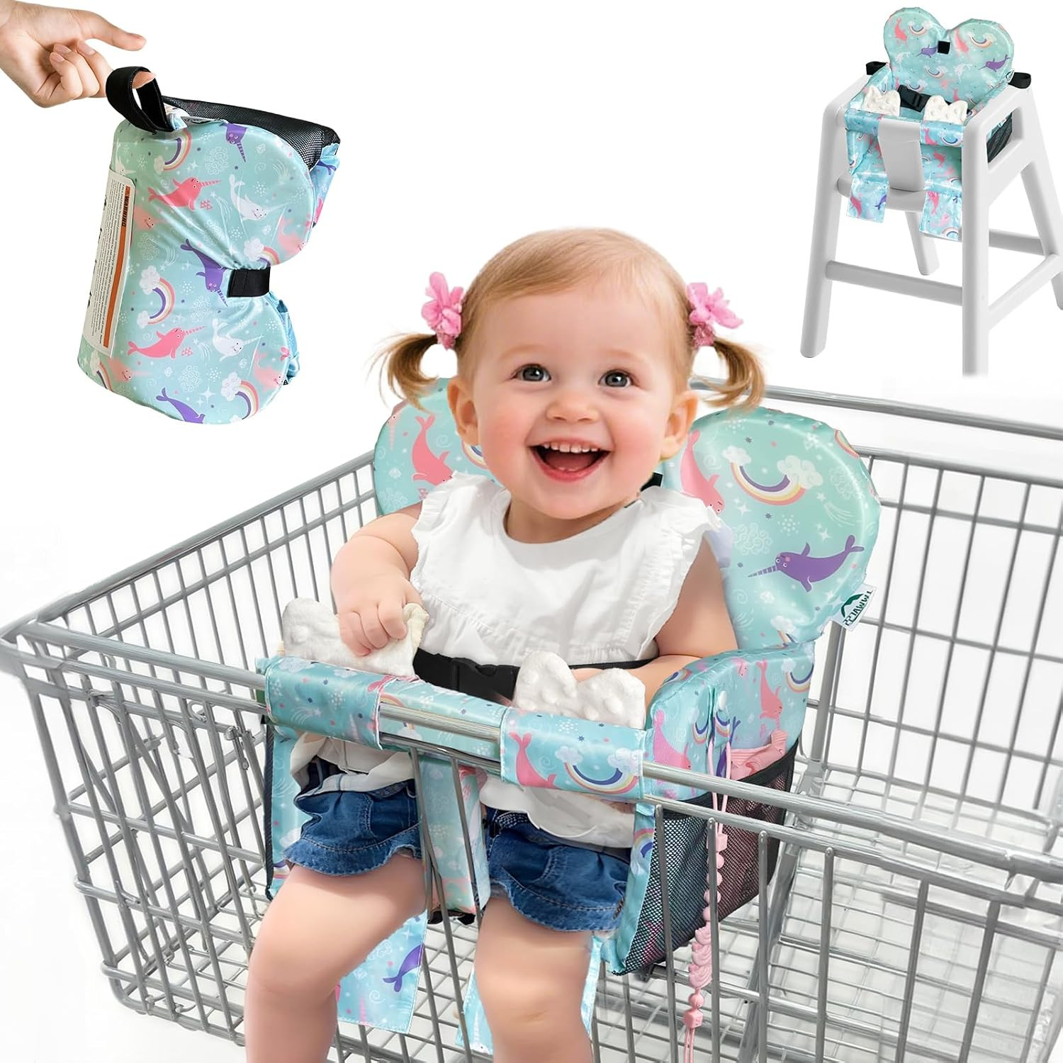 Shopping Cart Cover for Baby,High Chair Cover,Heart Backrest,Blue | Amazon (US)