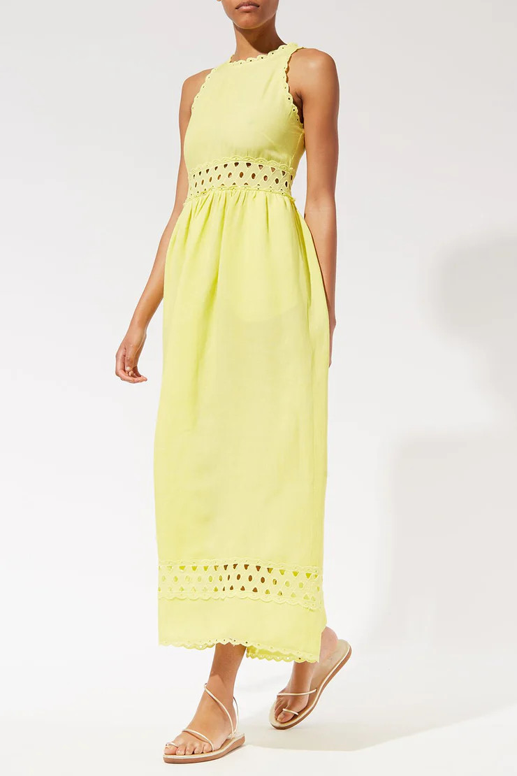 THE ALMA DRESS- SOLID LINEN (LEMONADE) LEMONADE | Solid & Striped