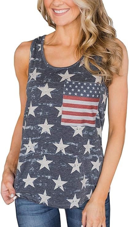 CM-Kid Women's American Flag Tank Tops 4th of July Camo Tee Summer Loose Sleeveless Country Patri... | Amazon (US)