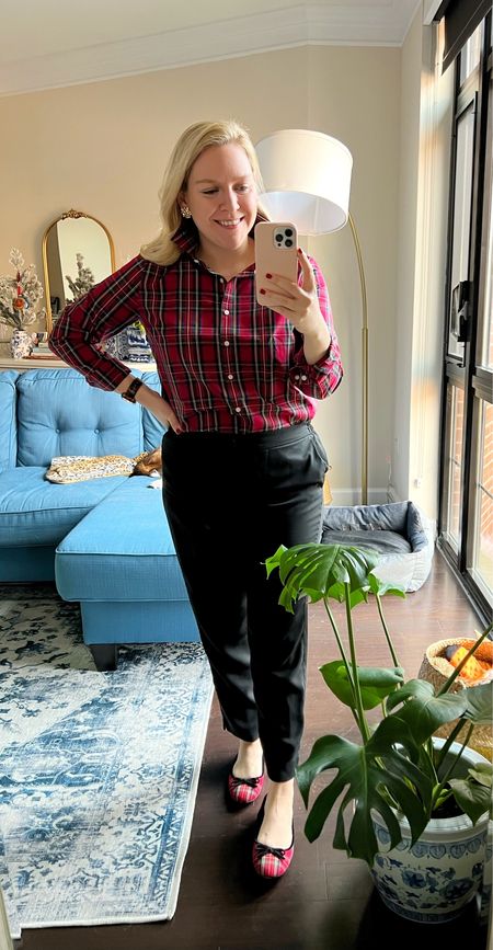 A casual holiday work outfit featuring lots of plaid and a bit of sparkle ✨

Top: #LandsEnd (size 10)
Pants: #JCrewFactory (size 8)
Shoes: #JCrewFactory 
Earrings: #Tuckernuck (old but I’ve linked similar options)

#classicstyle #preppystyle #preppy #tuckernucking 

#LTKfindsunder100 #LTKHoliday