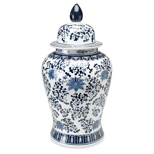 24" Floral Ginger Jar, Blue/White | One Kings Lane