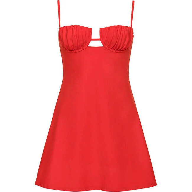 Montce Swim | Petal Short Slip Dress, Cherry (Red, Size Large) | Maisonette | Maisonette