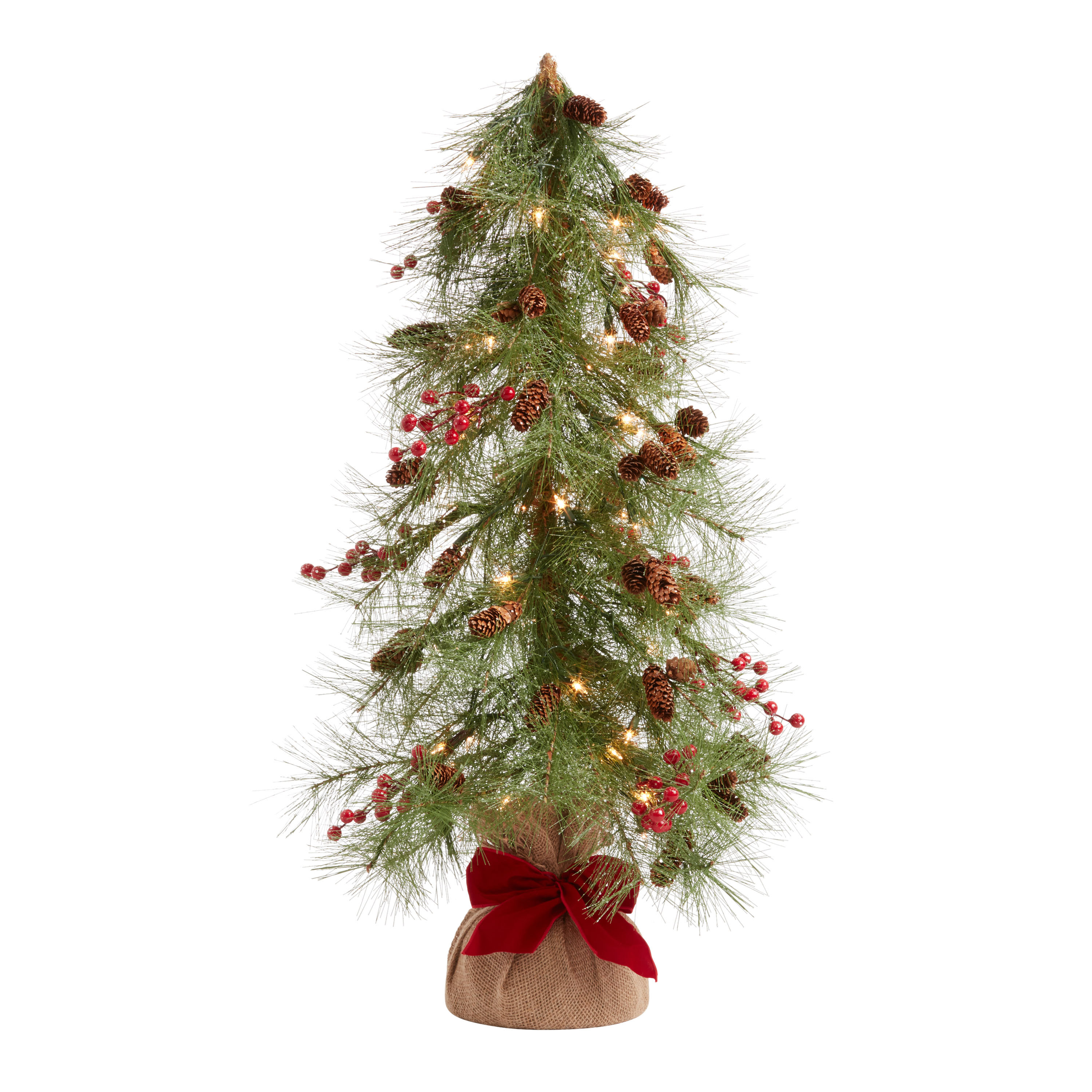 Pre Lit Artificial Christmas Tree in Burlap Base | World Market
