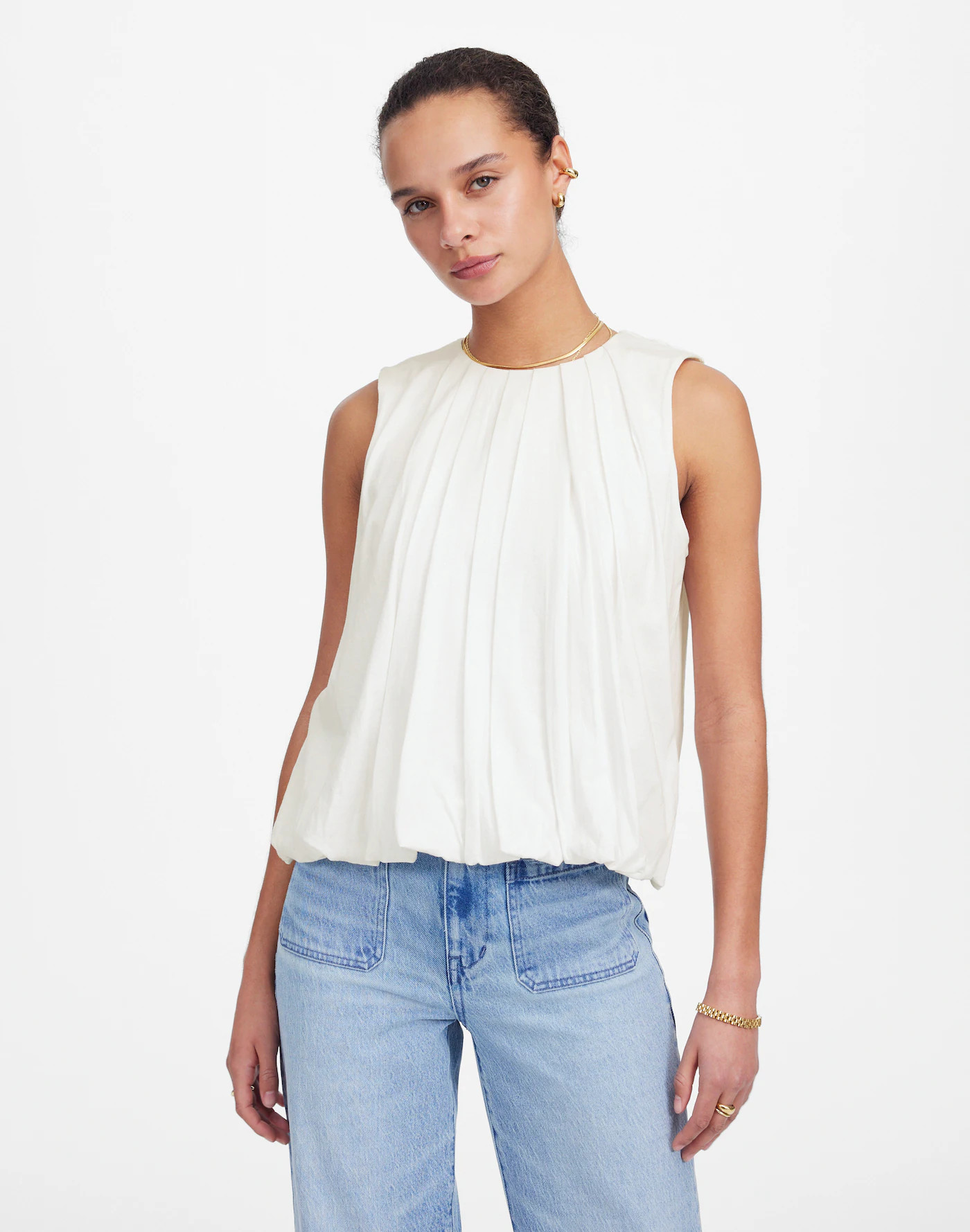 Sleeveless Crewneck Bubble Top | Madewell | Madewell