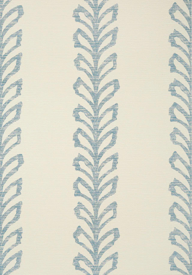 Thibaut Evia Blue And Off White Wallpaper | DecoratorsBest