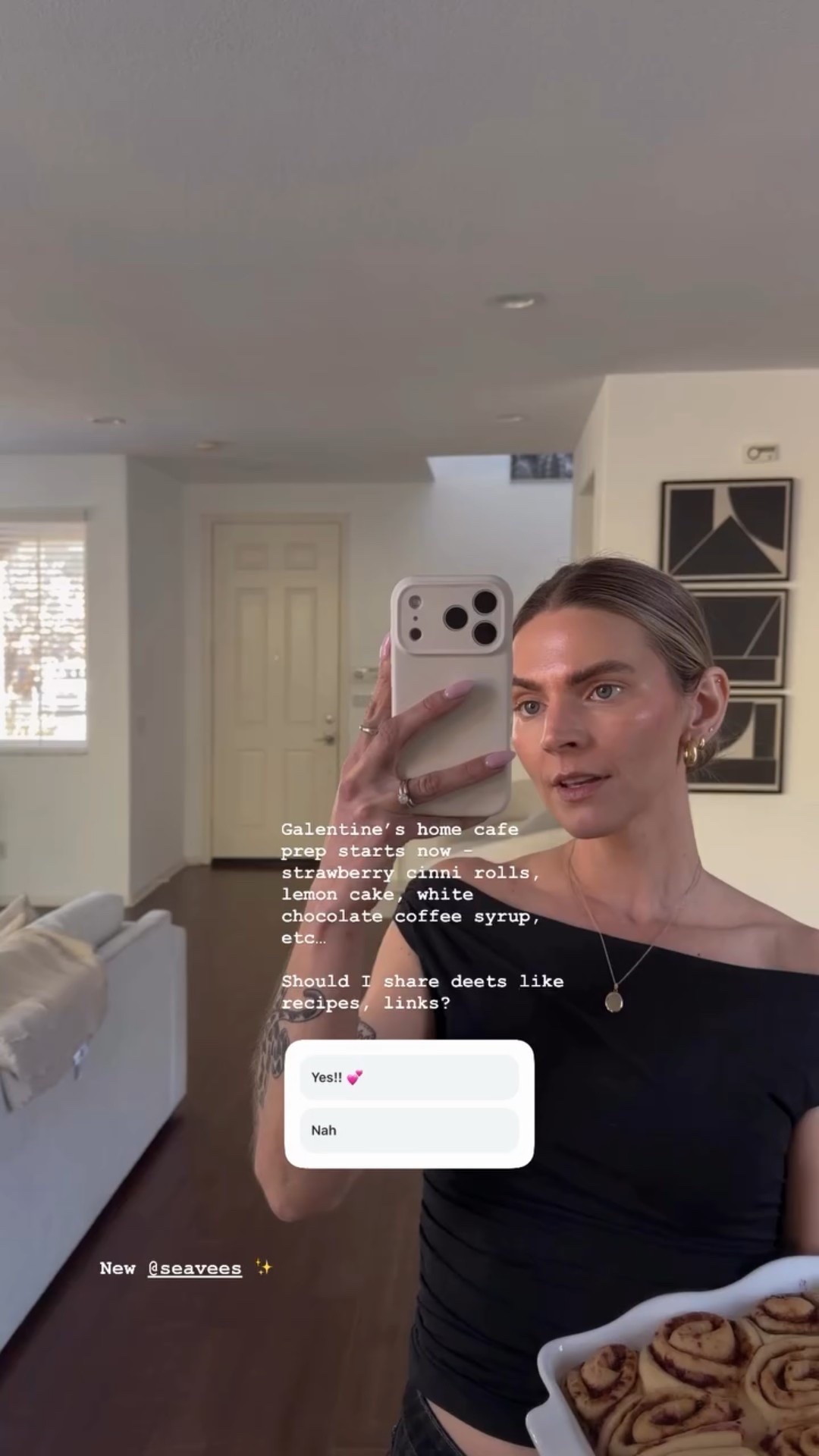 Galentine’s home cafe prep starts now - strawberry cinni rolls, lemon cake, white chocolate coffee syrup, etc…

Should I share deets like recipes, links? New @seavees ✨