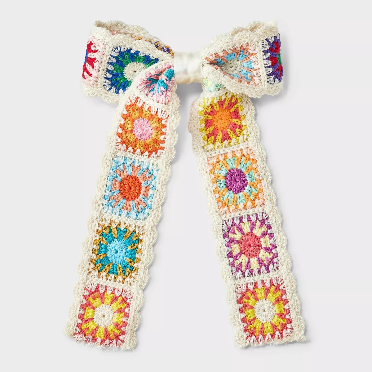 Knitted Quilt Floral Bow Hair Barrette - Wild Fable™ Off-White/Orange/Yellow | Target