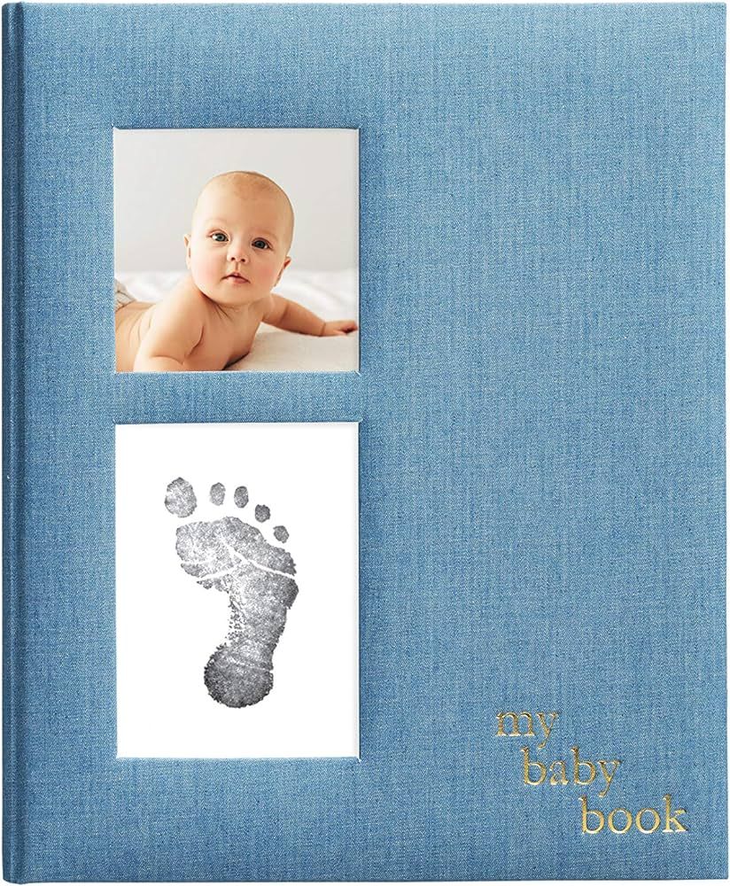 Pearhead Blue Chambray Baby Book, Gender Neutral Baby Journal for Baby Girl or Baby Boy, Baby Pho... | Amazon (US)