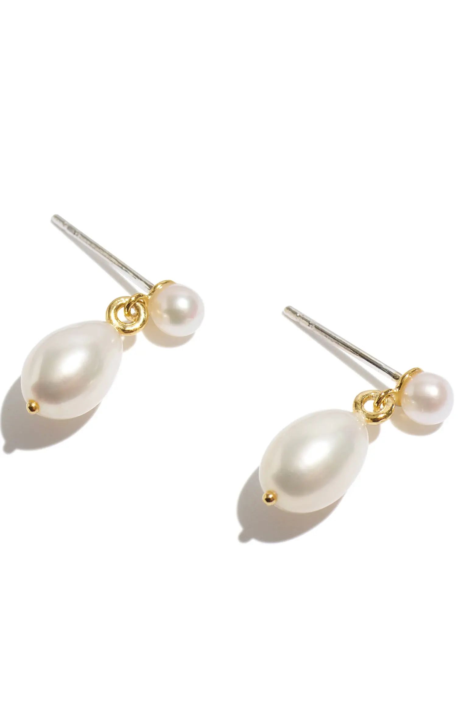 Madewell Delicate Collection Demi Fine Freshwater Pearl Drop Earrings | Nordstrom | Nordstrom