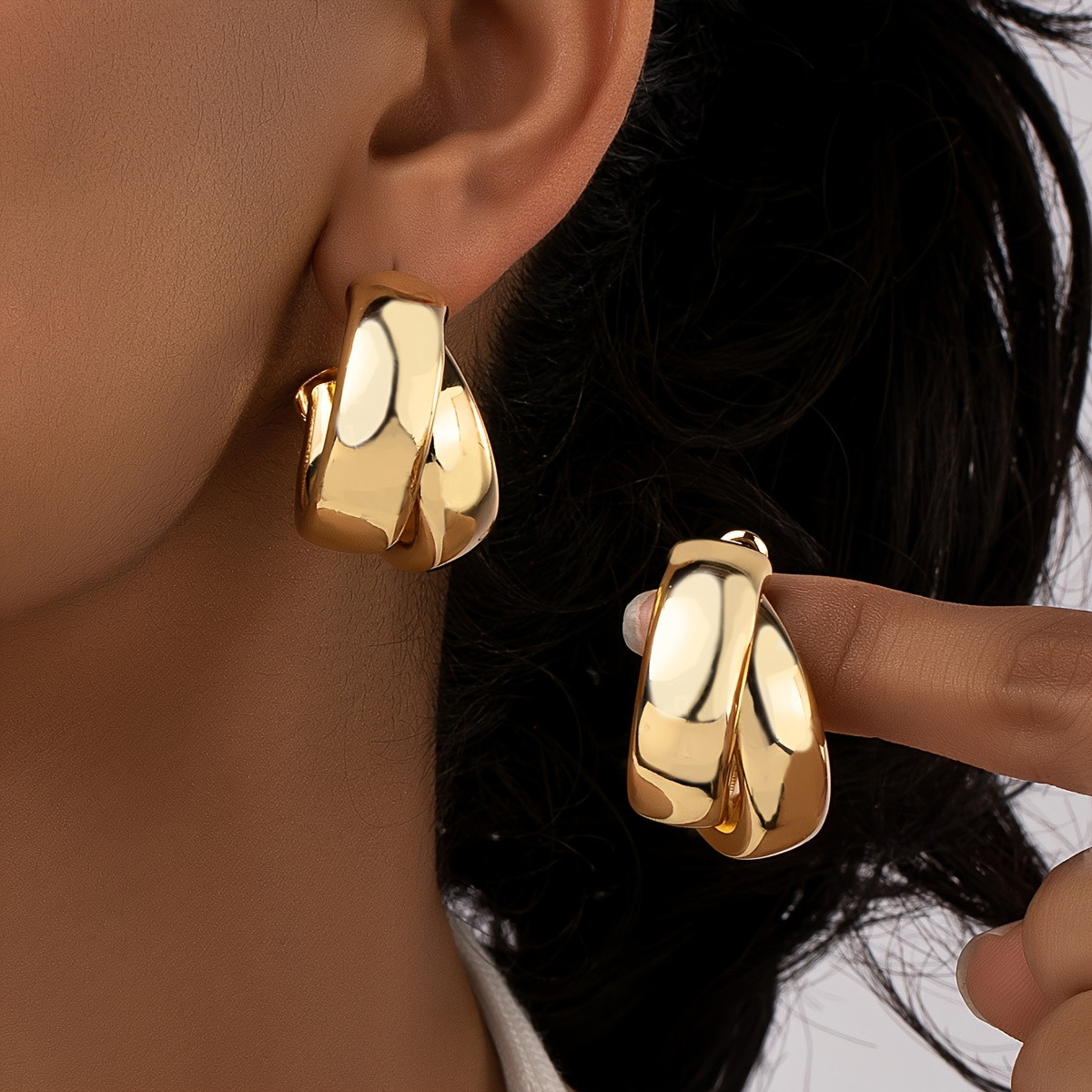 vintage elegant classic simple double hoop earrings women's - Temu Canada | Temu Affiliate Program