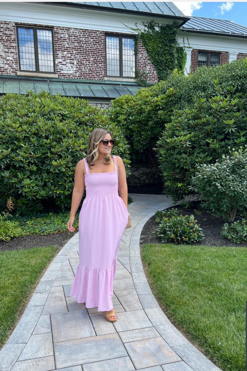 This dress is 30% off in a few colors!  I got a small but an XS would have been fine too because the entire top is smocked. Petite friendly with heels.

#LTKstyletip #LTKsalealert