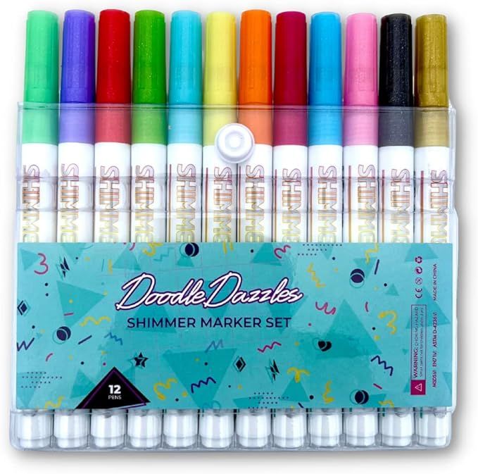 DoodleDazzles Shimmer Markers Set - Double Line Outliner Marker - Metallic Pens - Gifts for Girls... | Amazon (US)