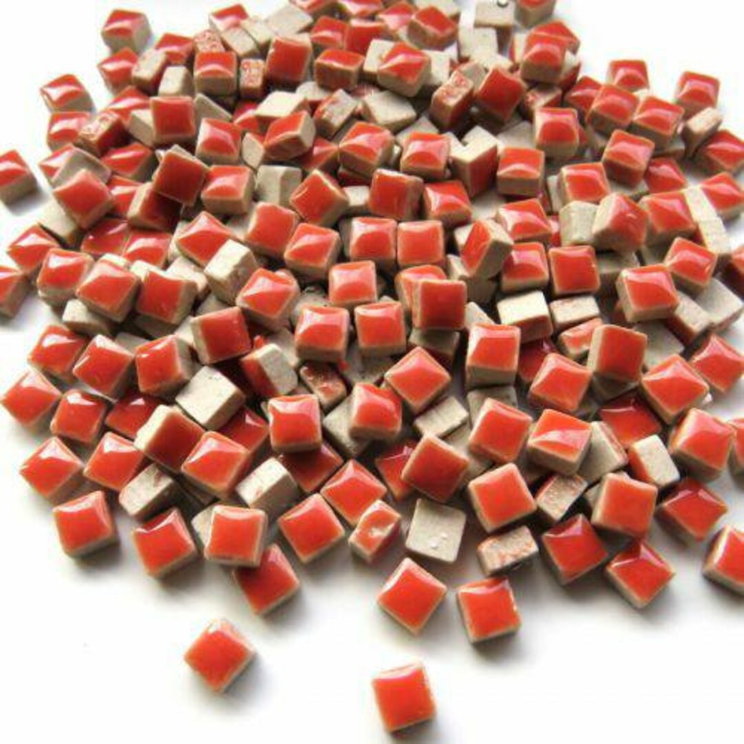 Poppy Red Micro Mini Glazed Ceramic Mosaic Tiles 5mm | Etsy (US)