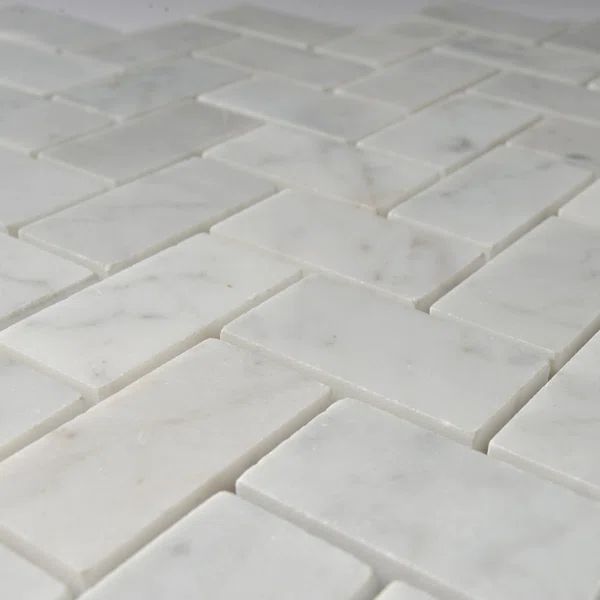 Carrara 1" x 2" Marble Chevron Mosaic Wall & Floor Tile | Wayfair North America