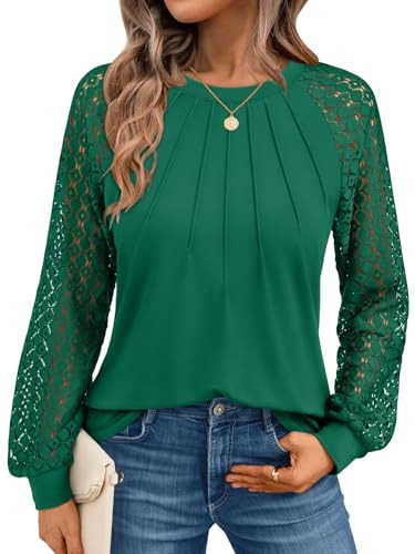 AUTOMET Womens Long Sleeve Shirts Lace Tops 2026 Fall Outfit Casual Blouse | Amazon (US)