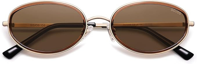 SOJOS Trendy Oval Round Polarized Sunglasses for Women Men, Chic Retro Narrow Circle Sunnies SJ12... | Amazon (US)
