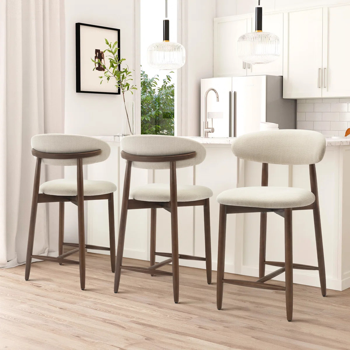 George Oliver Upholstered 25'' Counter Stool with Solid Wood Frame & Reviews | Wayfair | Wayfair North America