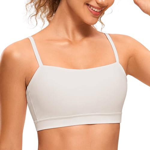 CRZ YOGA Butterluxe Womens Adjustable Spaghetti Thin Strap Sports Bra - Padded Wireless Square Ne... | Amazon (US)