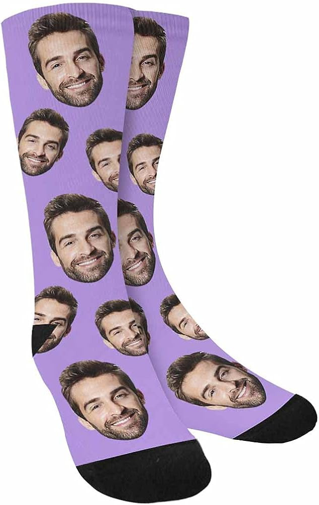 Custom Personalized Photo Pet Face Socks, Fish Bones, Cat and Dog Tracks Paws Crew Socks with Pic... | Amazon (US)