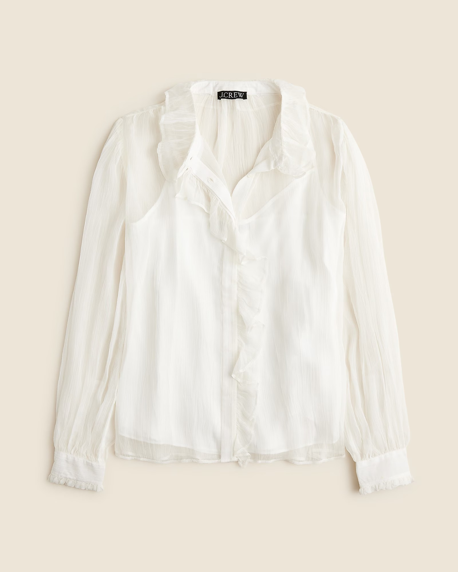 Ruffle button-up shirt in crinkle chiffon | J. Crew US
