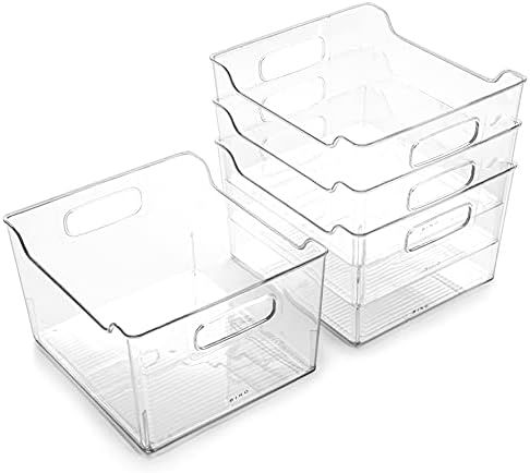 BINO | Plastic Storage Bins - 4 Pack | THE LODGE COLLECTION | Multi-Use Organizer Bins | Built-In... | Amazon (US)